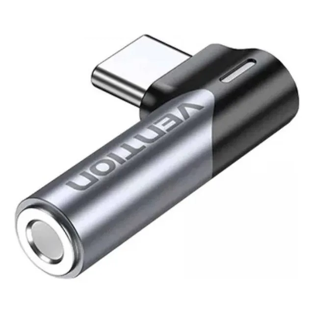 Adaptador Usb-c Macho A 3.5mm Hembra 90 Grados Gris Vention