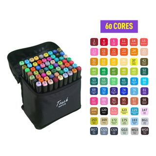Conjunto Canetas Marcador Canetinha Ponta Dupla 60 Cores Kit Conjunto Canetas Marcador Canetinha Ponta Dupla 60 Cores Kit