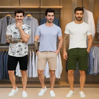 Kit 3 Bermudas Masculina Sarja Lycra Sport Fino 38 A 48 Kit 3 Bermudas Masculina Sarja Lycra Sport Fino 38 A 48