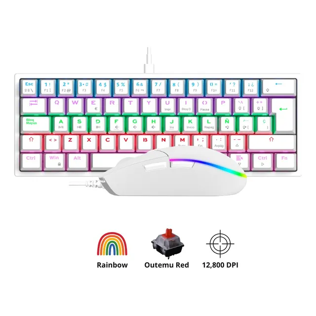 Combo Teclado + Mouse Berserker Viking Blanco 12,800 Dpi