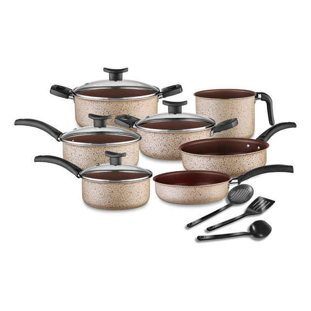 Conjunto De Panelas Antiaderente 10 Peças Teflon Linha Coffee Cappuccino Tampa De Vidro Conjunto De Panelas Antiaderente 10 Peças Teflon Linha Coffee Cappuccino Tampa De Vidro