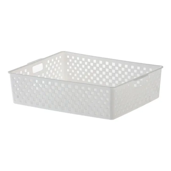 Caja Cesto Canasto Organizador Calado Paramount 34x27x9cm Color Blanco