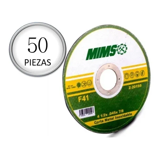 Weston Mims Disco Corte Acero 4 1 Y Medio Inoxidable Y Metal Paquete 50 Piezas
