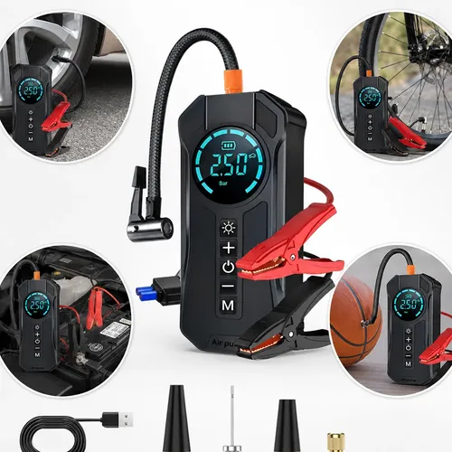 Car Jump Starter With Air Compressor Portable Power Bank