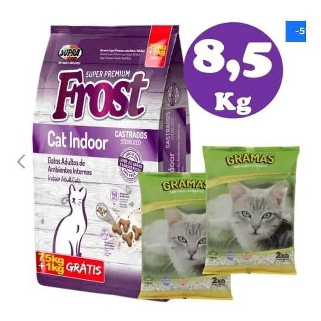 Frost Cat Indoor Super Premium 8.5kg - Bolsa+ 2 Sanitarios
