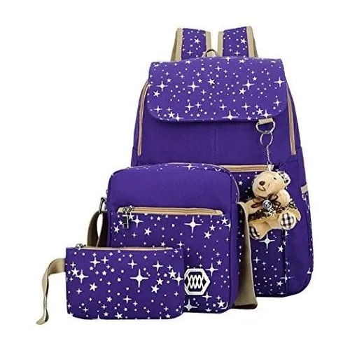 3pcs Star-print School Mochilas Para Niñas, Polka Dot 4jddf