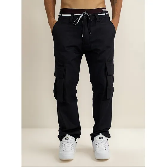 Calça De Skate Cargo Hocks Central Preta Original Elastano