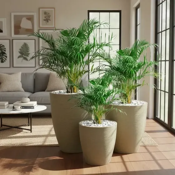 Kit 3 Vasos Plantas Flores Decorativo Grande Alto Escovado