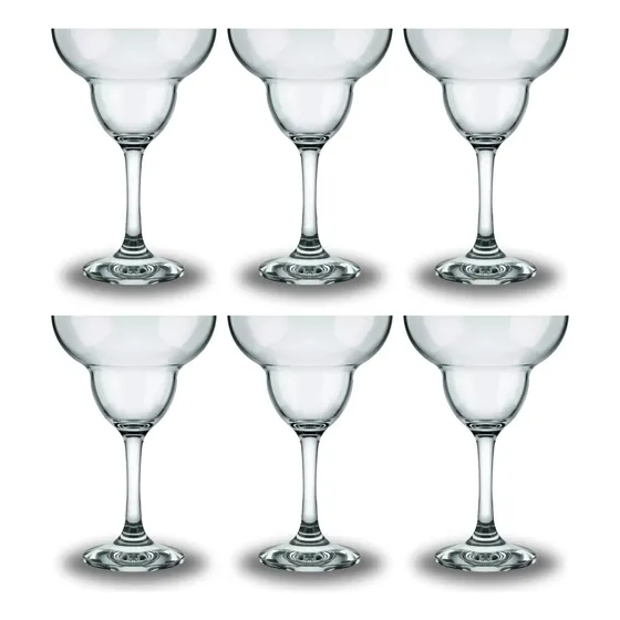 Kit Jogo 6 Taça De Vidro 370ml Margarita Coquetel Resistente