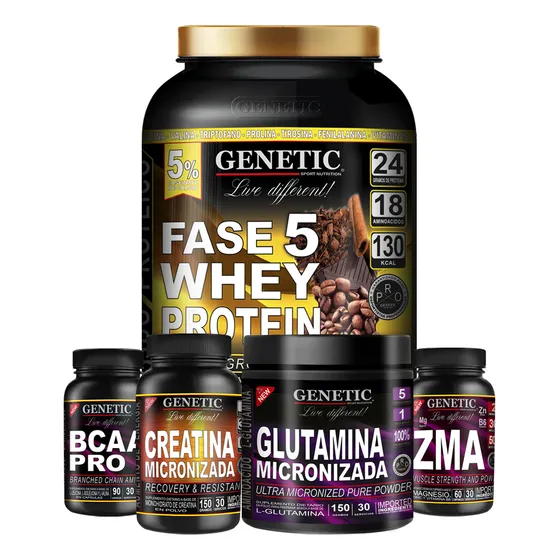 Anabol 5 Masa Muscular Whey Bcaa Creatina Glutamina Genetic