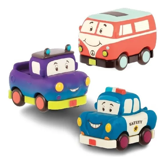 Pack X3 Vehiculos Con Traccion Retractil Bebes 12m+ B Toys