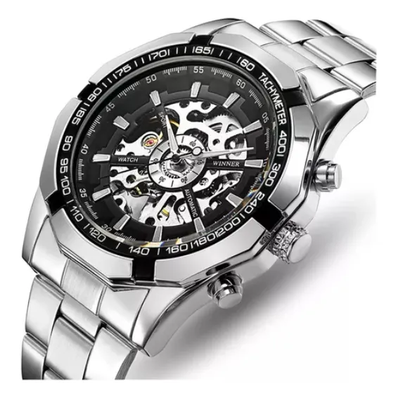 Reloj Original Winner Hombre Skeleton 547 Acero Automatico