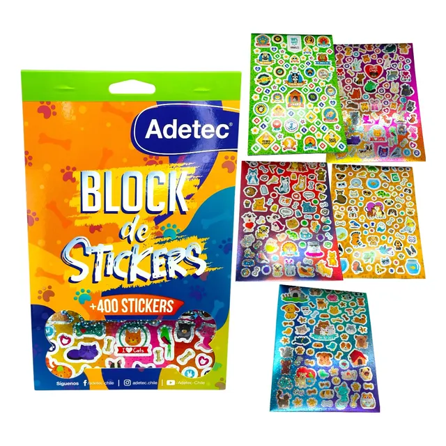 Block 400 Stickers Adhesivos Escolares Dinosaurio Animales