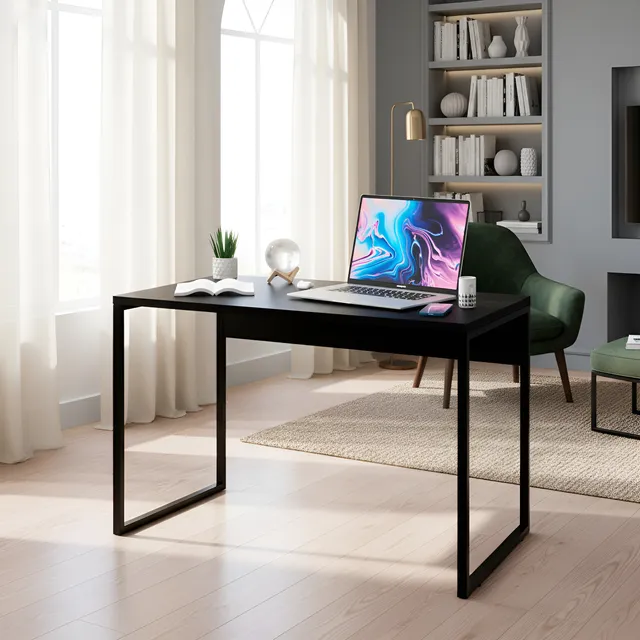 Mesa Industrial Cabe Em Qualquer Lugar Preto 90 Cm Apartamento Escritório Preto