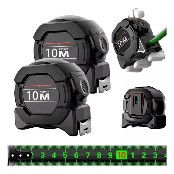 2pzs Cinta Metrica Flexometro Regla Retráct Fluorescente 10m