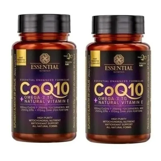 Kit 2x Coenzima Q10 Coq10 + Ômega3 Tg - Essential Nutrition