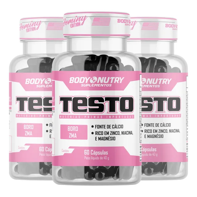 3x Pré Hormonal Feminino Testo Gh 60 Cápsulas, F. Importada