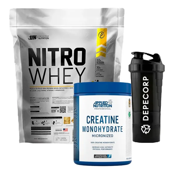 Pack Nitro Whey 3kg +creatina Applied Nutrition 500gr+shaker