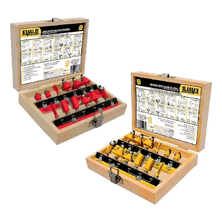 Kit Jogo Fresas Tupia Para Madeira 12 Peças Haste 6 Mm Evald