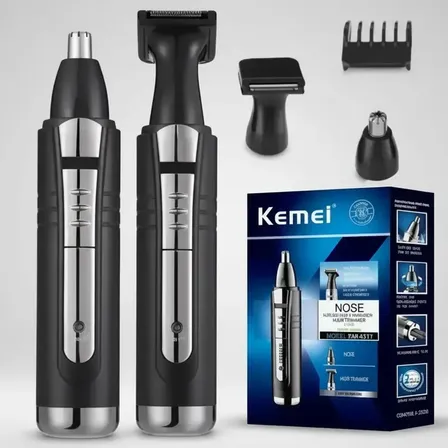 Aparador de Pelos Kemei KM-6511 Nariz Orelhas Sem Fio Preto