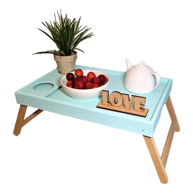 Mesa Bandeja Desayuno Cama Y Portatil En Madera Mdf Pintada