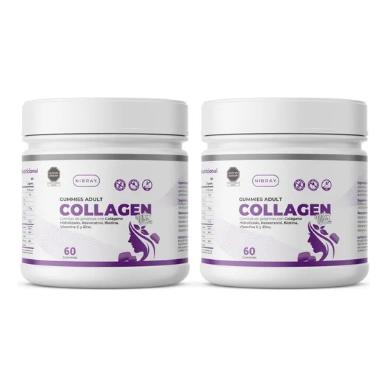Pack 2 Frascos Colageno Resveratrol Biotina Zinc Vitamina C