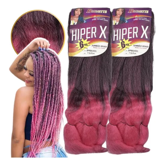 Kit 2 Cabelo Jumbo Jumbão Hiper X Box Braid 400 Gramas