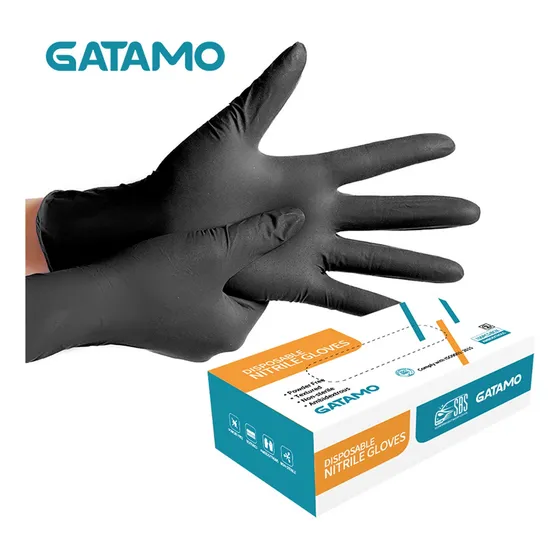 Guantes Nitrilo Negro Gatamo 8 Micras Extra Gruesos Mecanica