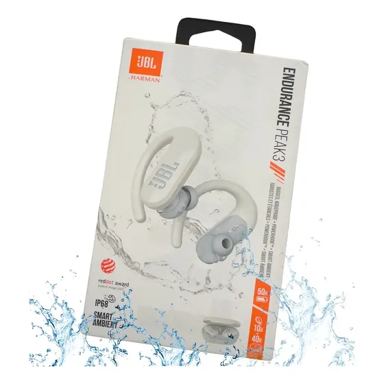 Auricular in-ear inalámbrico JBL ENDURANCE PEAK 3 PEAK 3 JBLENDURPEAK3WTAM blanco con luz LED | Cuotas sin interés