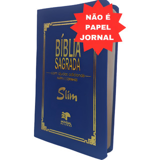 Bíblia Slim Ultrafina Com Ajudas Adicionais E Harpa - Capa Luxo Azul Royal Bíblia Slim Ultrafina Com Ajudas Adicionais E Harpa - Capa Luxo Azul Royal