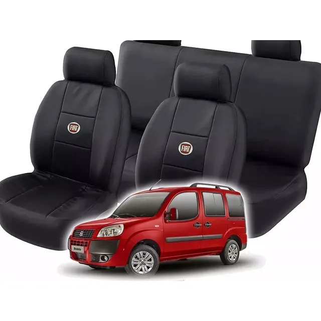 Capas De Banco Couro Doblo Com Logo Fiat 5 6 E 7 Lugares