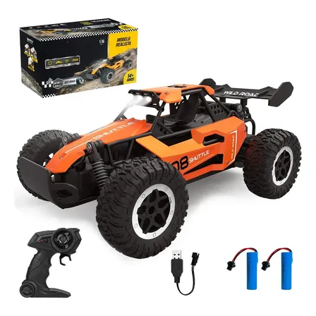 Carrinho Controle Remoto Recarregável Grande Off Road Cross Laranja 2 x Baterias-Brastoy Rc