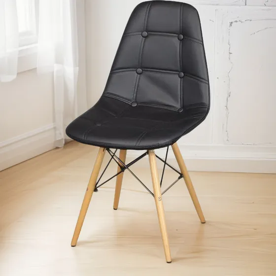Silla Premium Eames Tapizada Costura Escritorio Comedor