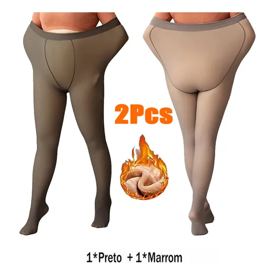 Moxue 2 Pares De Meia-calça Translúcida Falsa De Lã Tamanho