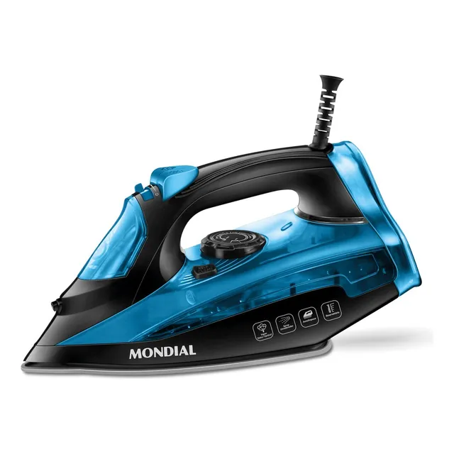 Ferro De Passar A Vapor F-53 Azul E Preto Mondial 127V