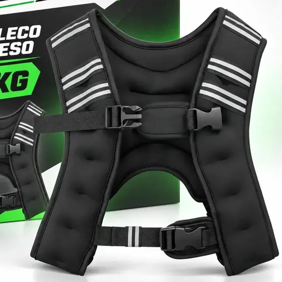 Chaleco Peso Ajustable Crossfit Reflectante Ejercicios 15kg Negro GAC-101183 gaccoa