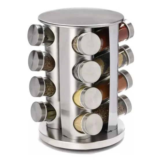 Especiero Para Condimentos Cocina Giratorio 16 Frascos Organizador Acero Inoxidable Profesional Imback