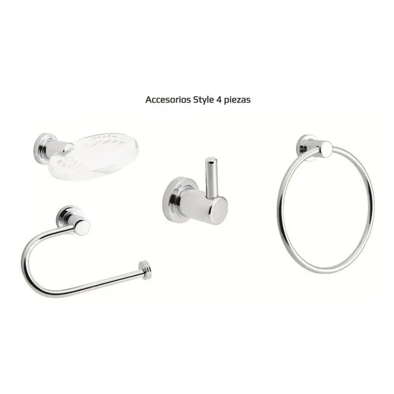 Juego De Accesorios Para Baño Style 4 Piezas Cromado  Fp