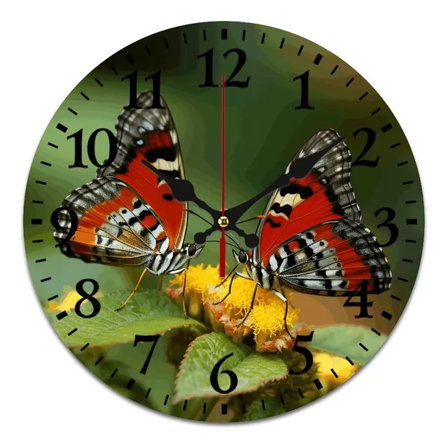 Reloj Pared Silencioso 10  Analogico Tictac Mariposa Hoja