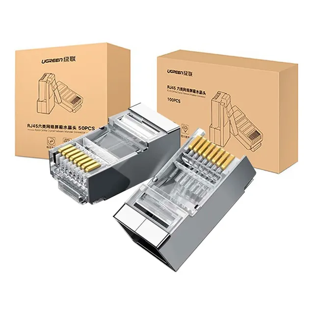 Caja De 100u Conectores Rj45 Cat6 Conector Metálico Ugreen  
