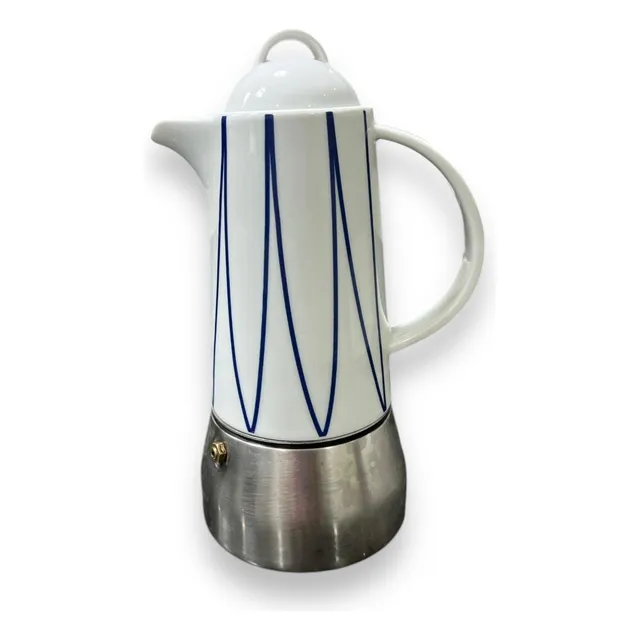 Gb Cafetera Expresso Acero Inoxida 18-10 Y Porcelana Vintage