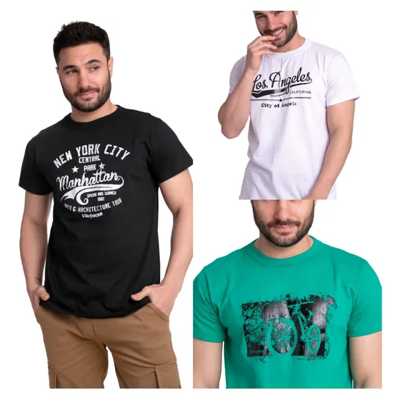 Pack X 10 Remera Basica Hombre Manga Corta Estampad Algodon