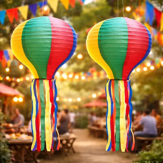 Kit 2 Balões Lanterna Festa Junina Decoração Arraia 30cm