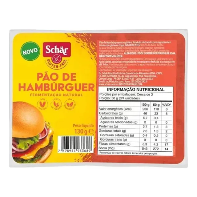 Pão De Hambúrguer Schar 130g