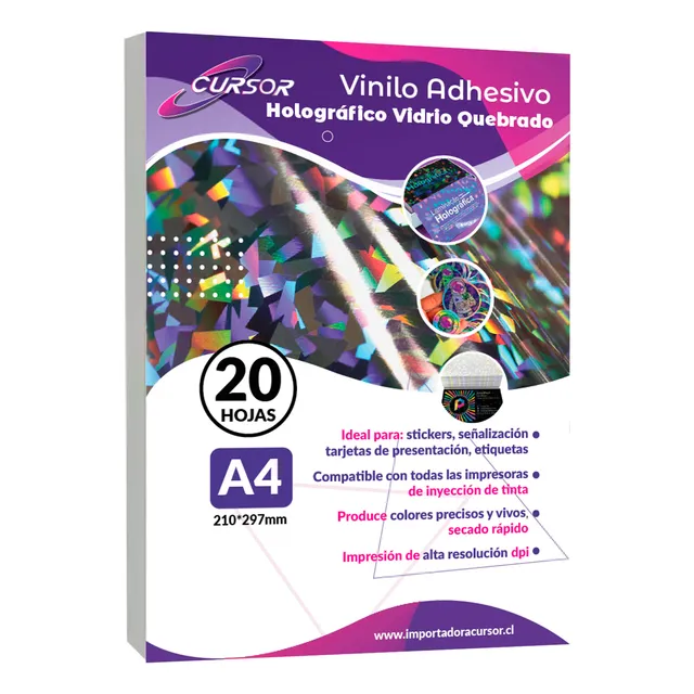 Vinilo Adhesivo Holografico Vidrio Quebrado A4/20hojas