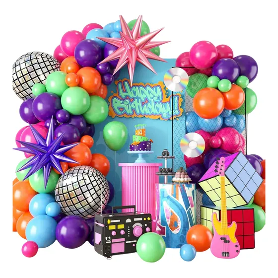 Globos Disco 80s 90s Retro Decoración Fiesta Cadena De Globo
