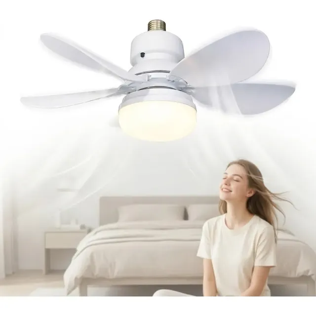 Ventilador De Teto Silencioso Econômico Com Luz Led Lâmpada 60w Embutida 3 Cores Ajustáveis Modos Timer Controle Remoto Instalação Fácil No Bocal, Ideal Para Quarto, Sala, Cozinha Escritório 6 Pás