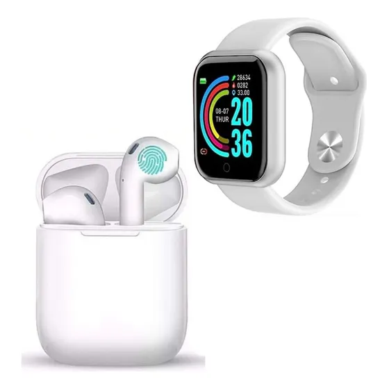 Relógio Smartwatch D20 Y68 + Fone De Ouvido Sem Fio I11