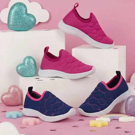 Kit 2 Tênis Feminino Infantil Calce Fácil Menina Leve Macio