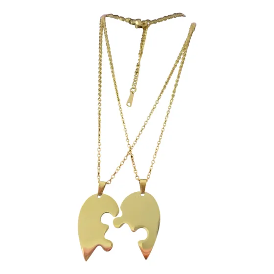 Juego De Collar Cadena Con Corazon Para Parejas O Amigos
